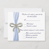 Blue Diamond Bow Wedding Response Card RSVP Karte (Vorderseite)