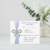Blue Diamond Bow Wedding Response Card RSVP Karte (Stehend Vorderseite)