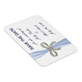 Blue Diamond Bow Wedding Save the Date Magnet (Rechte Seite)