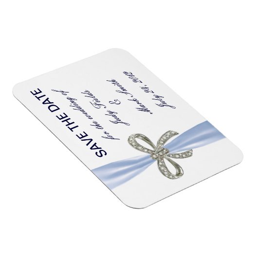 Blue Diamond Bow Wedding Save the Date Magnet (Rechte Seite)