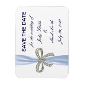 Blue Diamond Bow Wedding Save the Date Magnet (Vertikal)