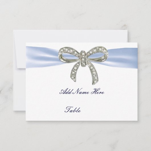 Blue Diamond Bow Wedding Table Platzkarte (Vorderseite)