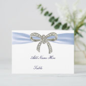 Blue Diamond Bow Wedding Table Platzkarte (Stehend Vorderseite)