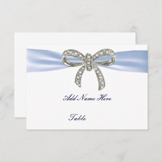 Blue Diamond Bow Wedding Table Platzkarte (Vorne/Hinten)