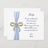 Blue Diamond Bow Wedding Trauzeugin Card Einladung (Vorne/Hinten)