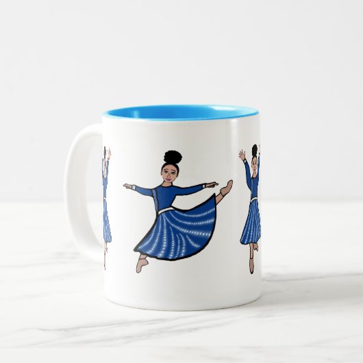 Blue Diamond Dancer #2 Zweifarbige Tasse (Vorderseite Links)