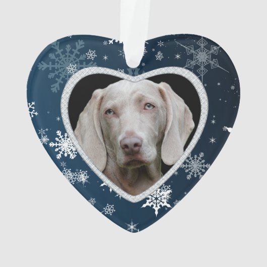 Blue Diamond Frame Snowflake Pet Memorial Ornament (Rückseite)