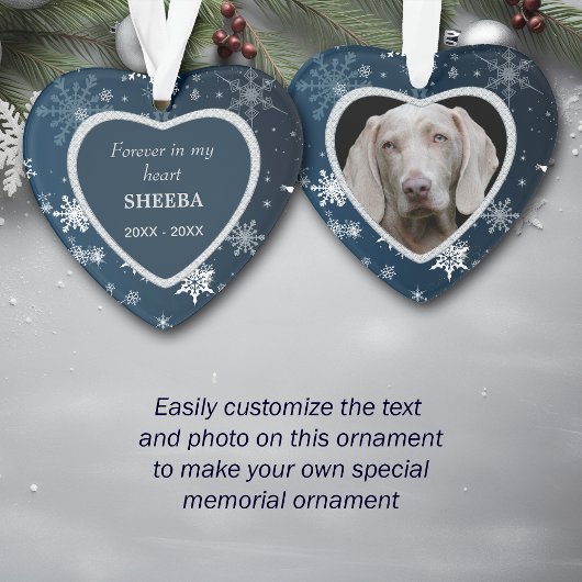 Blue Diamond Frame Snowflake Pet Memorial Ornament