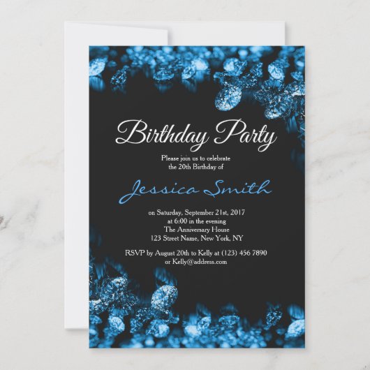 Blue Diamond Geburtstagsparty Einladung (Vorderseite)