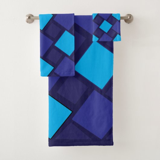 Blue Diamond Geometric Badhandtuch Set (Insitu)