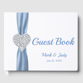 Blue Diamond Heart Wedding Guestbook Gästebuch