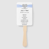 Blue Diamond Heart Wedding Program Fächer (Vorderseite)