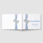 Blue Diamond Hearts Wedding Guestbook Gästebuch (Voll)