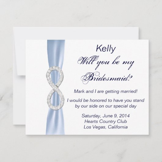 Blue Diamond Infinity Wedding Bridesmaid Card Einladung (Vorderseite)