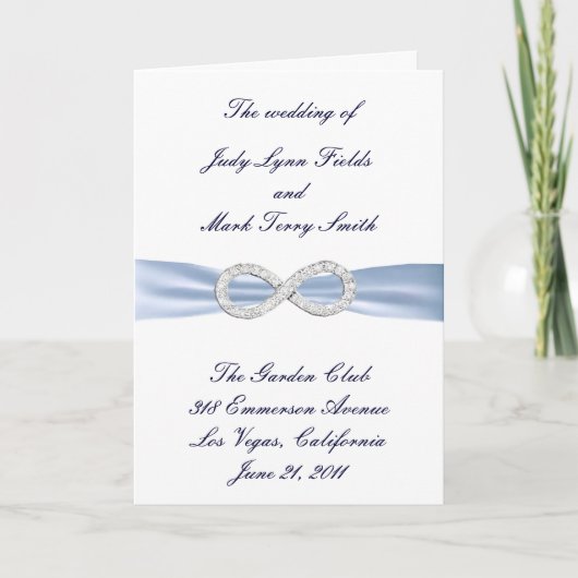 Blue Diamond Infinity Wedding Program Card Programm (Vorderseite)
