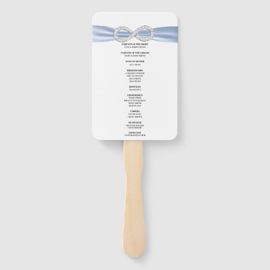 Blue Diamond Infinity Wedding Program Fans Fächer (Rückseite)