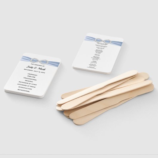 Blue Diamond Infinity Wedding Program Fans Fächer (Non-assembled)