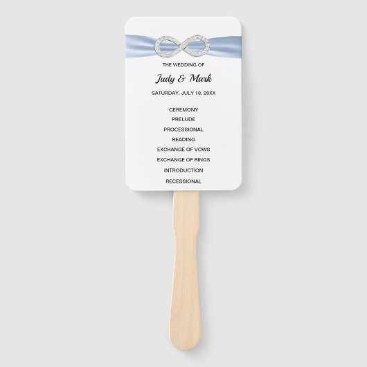 Blue Diamond Infinity Wedding Program Fans Fächer (Vorderseite)