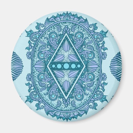 Blue Diamond Mandala Magnet (Vorne)
