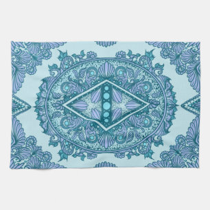 Blue Diamond Mandala Verziert Türkis und Lavende Handtuch