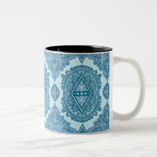 Blue Diamond Mandala Zweifarbige Tasse