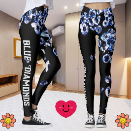 Blue Diamond Modern Modern modische Mode Black Tem Leggings