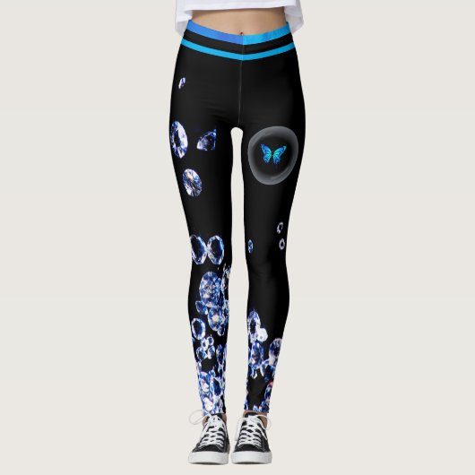 Blue Diamond Modern Trendmode Black Chic Leggings (Vorderseite)