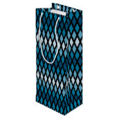Blue Diamond Ombre Monogram Geschenktüte Für Weinflaschen (Rückseite Schrägansicht)