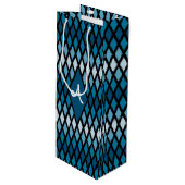 Blue Diamond Ombre Monogram Geschenktüte Für Weinflaschen (Vorderseite Schrägansicht)