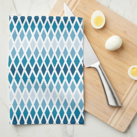 Blue Diamond Ombre Monogram Geschirrtuch (Viertel Falte)