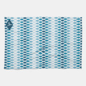 Blue Diamond Ombre Monogram Geschirrtuch (Horizontal)