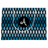 Blue Diamond Ombre Monogram Große Geschenktüte (Vorderseite)