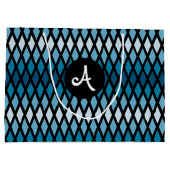 Blue Diamond Ombre Monogram Große Geschenktüte (Rückseite)