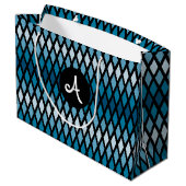 Blue Diamond Ombre Monogram Große Geschenktüte (Rückseite Schrägansicht)