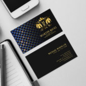 Blue Diamond Pattern Angel Wappen | Luxuriöses Sch Visitenkarte