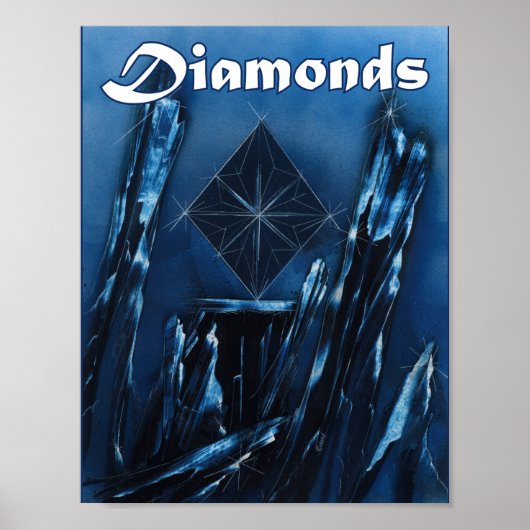 Blue Diamond Playing Card Anzug Poster (Vorne)