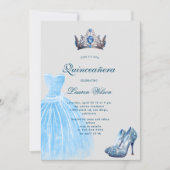 Blue Diamond Queen Exclusive Quinceañera Einladung (Vorderseite)