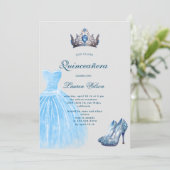 Blue Diamond Queen Exclusive Quinceañera Einladung (Stehend Vorderseite)