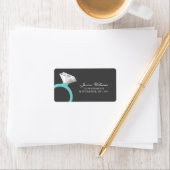 Blue Diamond Ring Brautparty Adressaufkleber (Insitu)