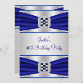 Blue Diamond Sapphire 40. Geburtstagseinladung Einladung (Vorne/Hinten)