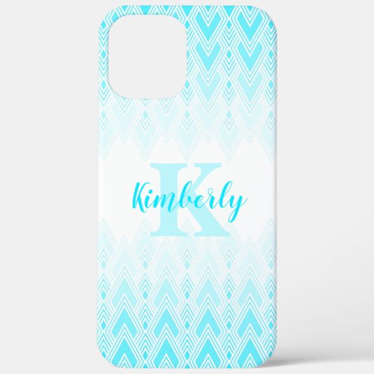 Blue Diamond Shape Case mit Initial & Name (Rückseite)