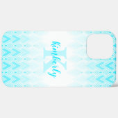 Blue Diamond Shape Case mit Initial & Name (Hinten (horizontal))