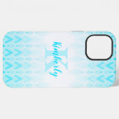 Blue Diamond Shape Case mit Initial & Name iPhone Hülle (Rückseite (Horizontal))