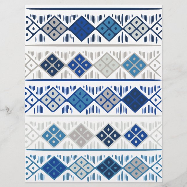 Blue Diamond Shape Design Scrapbook Paper: (Vorderseite)