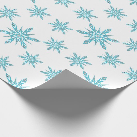 Blue Diamond Snowflake Muster Weihnachten Geschenkpapier (Ecke)