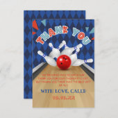 Blue Diamond Stripe Lasse Strike Bowling Birthday Dankeskarte (Vorne/Hinten)