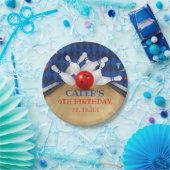 Blue Diamond Stripe Lasse Strike Bowling Birthday Pappteller (Party)