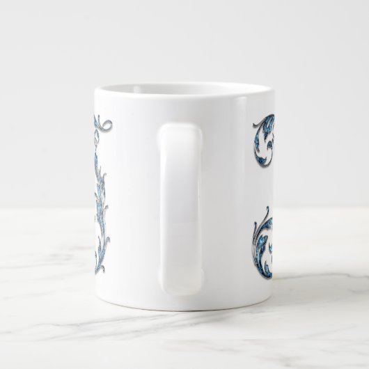 Blue Diamond Stuck "J" Monogram Specialty Tasse (Rückseite)
