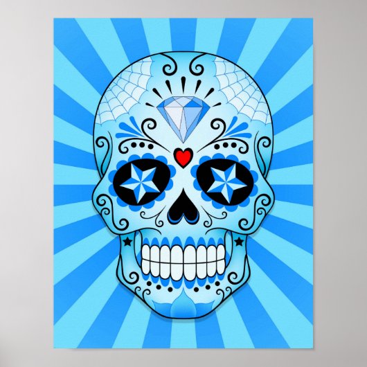 Blue Diamond Sugar Skull Poster (Vorne)