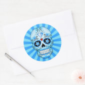Blue Diamond Sugar Skull Runder Aufkleber (Umschlag)